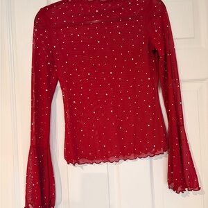 Chic Red Polka Dot Women's Blouse